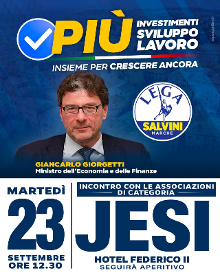 Jesi – Il ministro dell’economia Giorgetti incontra imprese ed associazioni di categoria